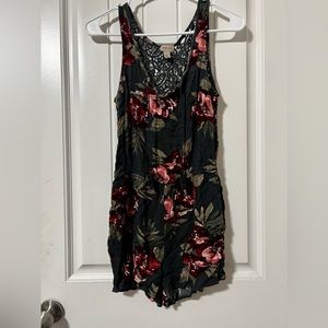 Olive green floral romper